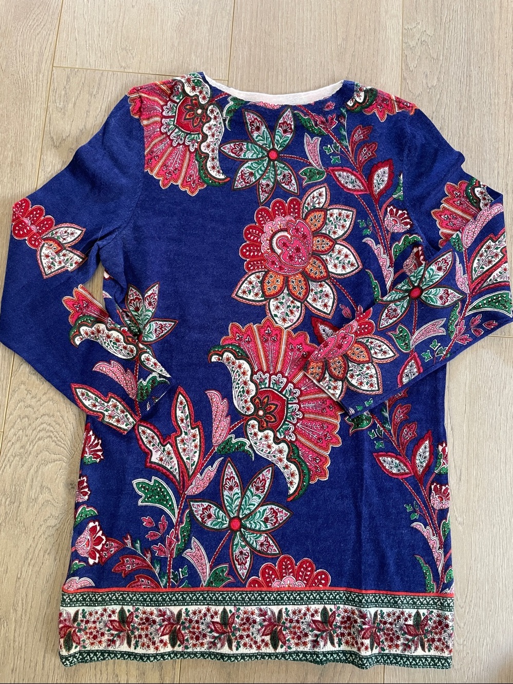 Talbots Royal Blue Floral Crewneck Sweater